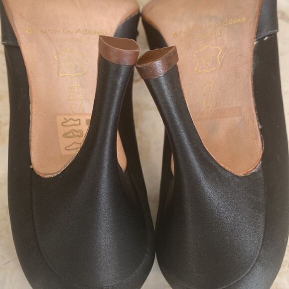 Benjamin Adams London Black Satin & Swarovski Crystals Peep Toe Evening Heels - Picture 11 of 16
